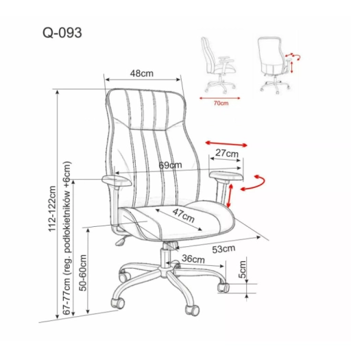 Q-093 eco-bőr forgószék fekete
