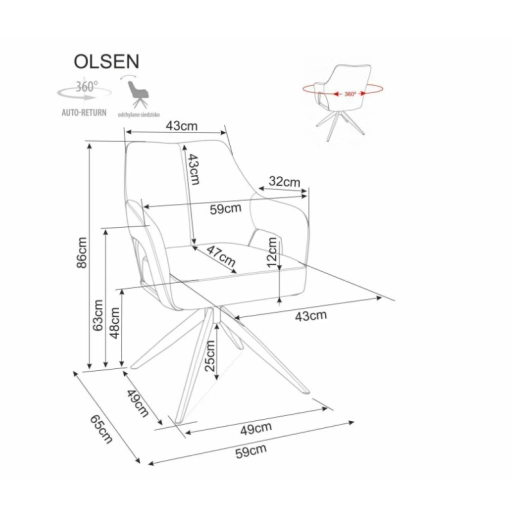 Olsen Noelle 360 fokban forgatható étkezőszék bézs