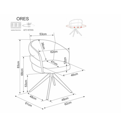 Ores forgatható étkezőszék világosbézs