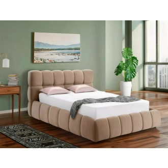   Parma Velvet ágyneműtartós franciaágy sötétbézs 140x200cm