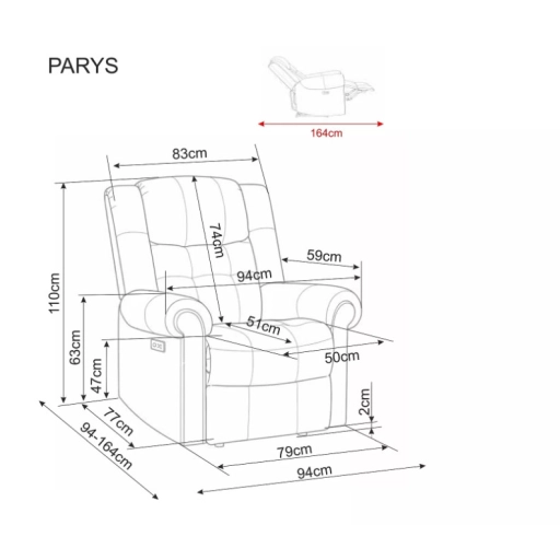 Parys Raven elektromos dönthető fotel sötétbézs