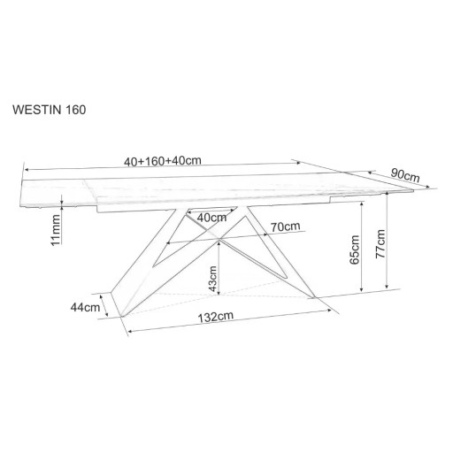 Westin I fekete bővíthető étkezőasztal