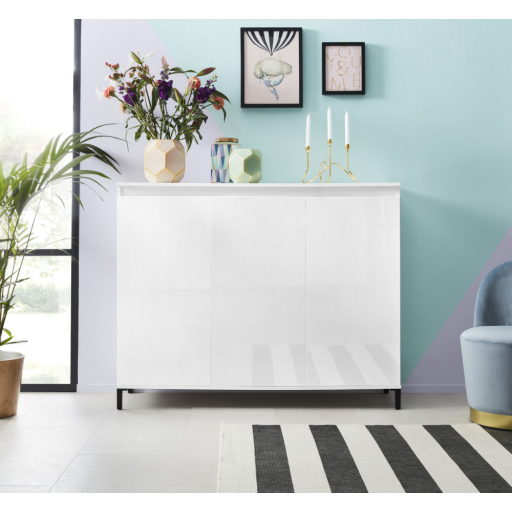 Genua 3 ajtós komód fehér 138 x 110 cm