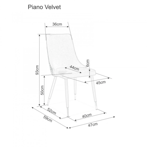 Piano Velvet étkezőszék fekete