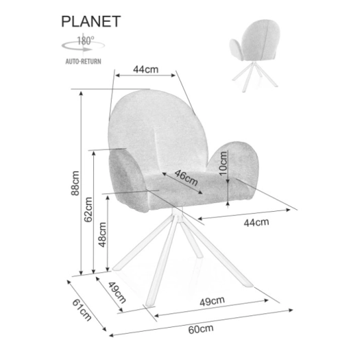 Planet Raven forgatható étkezőszék világosszürke