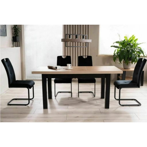 Presto bővíthető étkezőasztal tölgy/fekete 140-218cm