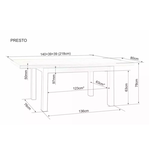 Presto bővíthető étkezőasztal kasmír/cremona tölgy 140-218cm
