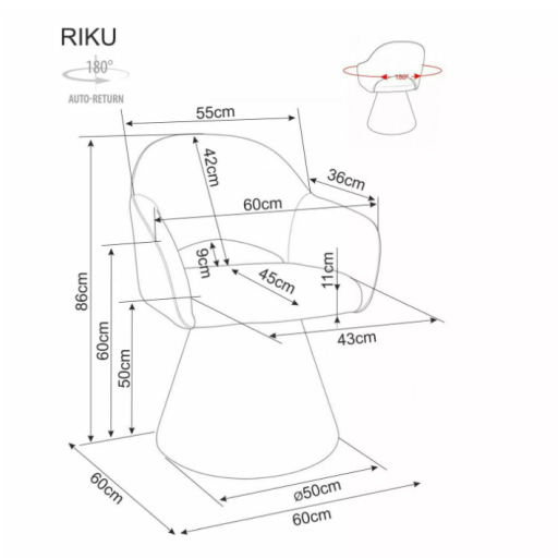 Riku Noelle forgatható étkezőszék szürke