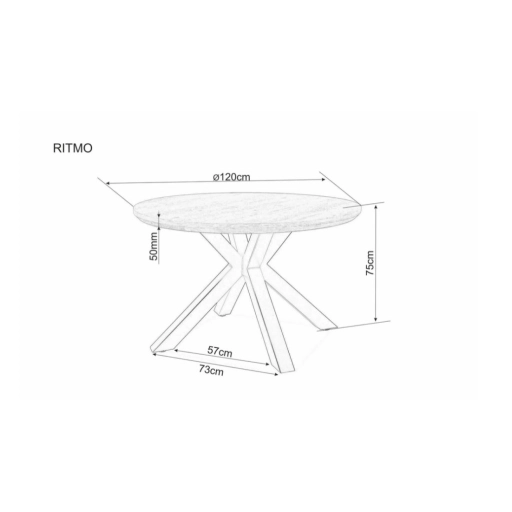 Ritmo étkezőasztal tölgy fekete 120cm