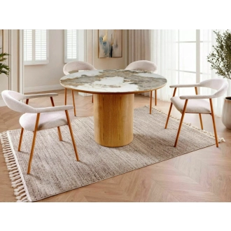 Rondo kerámia étkezőasztal 120cm fehér/tölgy