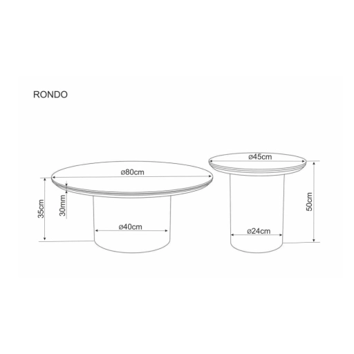 Rondo dohányzóasztal dió 45 cm