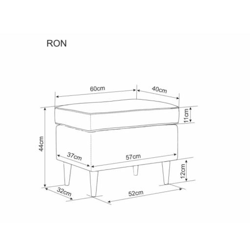 Ron bársony puff fekete