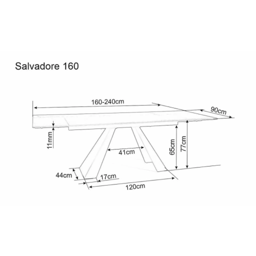 Salvadore bővíthető étkezőasztal matt krém 160-240cm