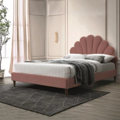 Santana Velvet franciaágy 160cm Bársony - Antik rózsaszín