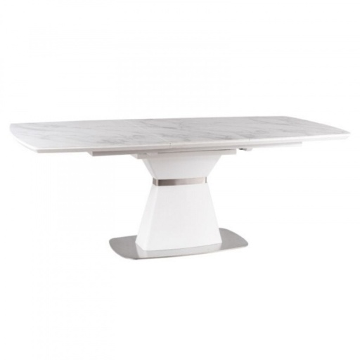 Saturn II fehér bővíthető étkezőasztal 160-210cm márvány mintás asztallappal