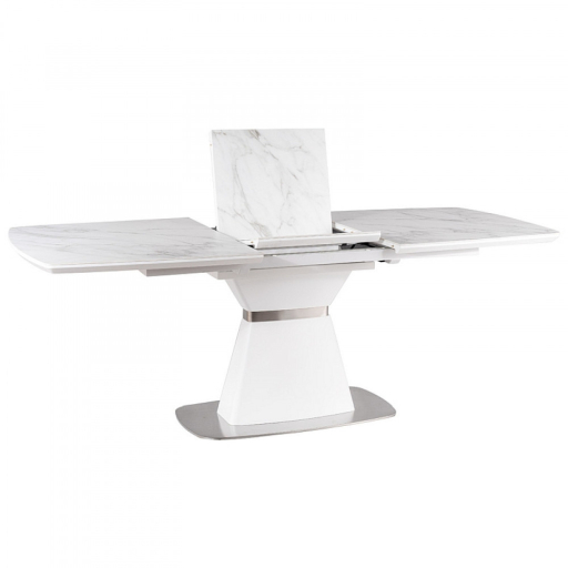 Saturn II fehér bővíthető étkezőasztal 160-210cm márvány mintás asztallappal
