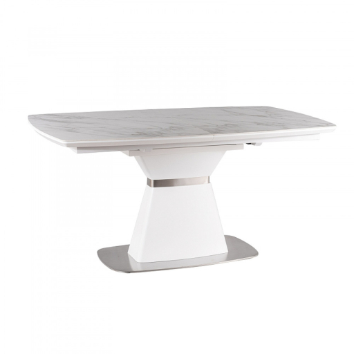 Saturn II fehér bővíthető étkezőasztal 160-210cm márvány mintás asztallappal