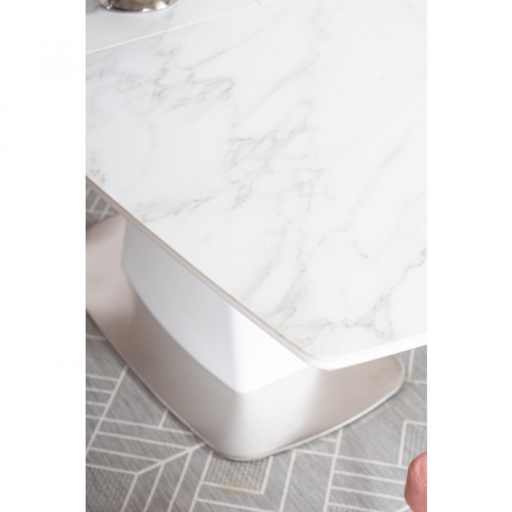 Saturn II fehér bővíthető étkezőasztal 160-210cm márvány mintás asztallappal