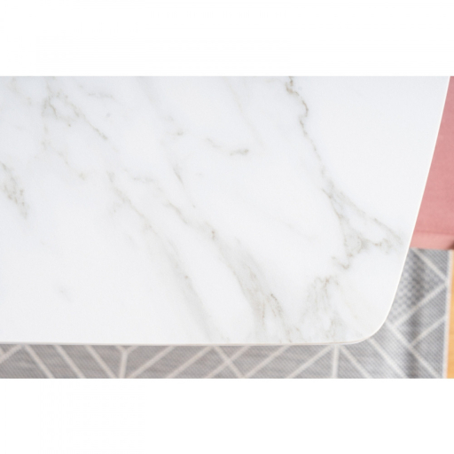 Saturn II fehér bővíthető étkezőasztal 160-210cm márvány mintás asztallappal