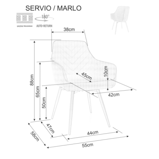 Servio Brego étkezőszék világosbézs forgatható üléssel