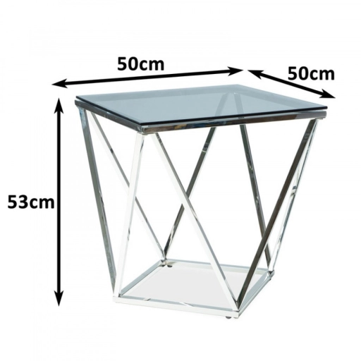Silver B 50x50cm-es dohányzóasztal Fekete-Ezüst