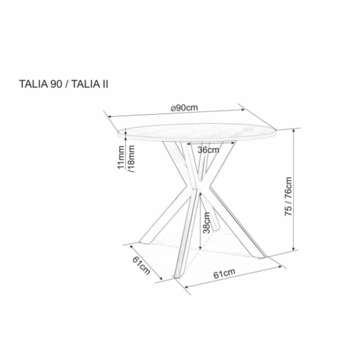 Talia II étkezőasztal kerek 90cm dió