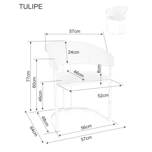 Tulipe bársony étkezőszék világosbézs