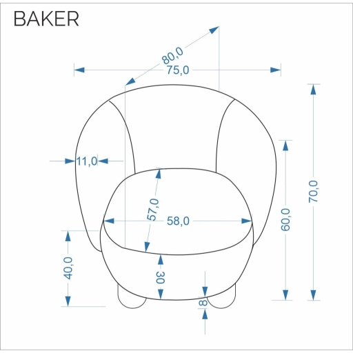 Baker fotel krém