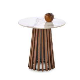 Carina S Kerek Dohányzóasztal bézs márvány/dió Carina S Kerek Dohányzóasztal bézs márvány/dió