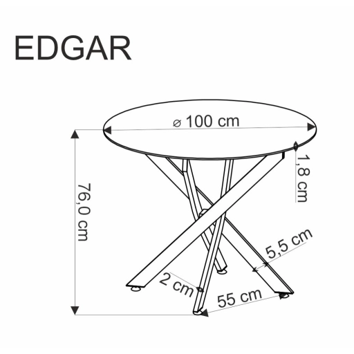 Edgar kerek étkezőasztal dió 100cm 
