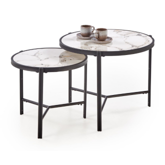 Fatima dohányzóasztal szett fekete-fehér márvány