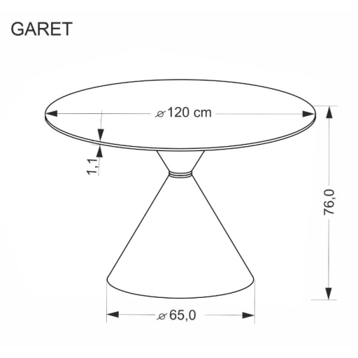 Garet kör étkezőasztal fehér márvány 120cm