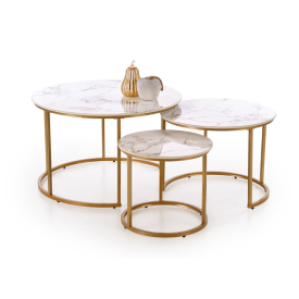 Gilda dohányzóasztal szett fehér márvány-arany Gilda dohányzóasztal szett fehér márvány-arany