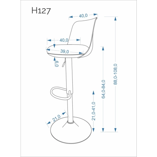 H-127 Állítható Magasságú Bárszék Cappuccino/Szürke