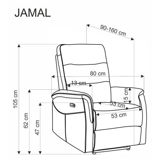 JAMAL elektromos relax fotel szürke