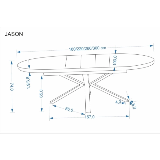 Jason bővíthető étkezőasztal dió 180-300cm