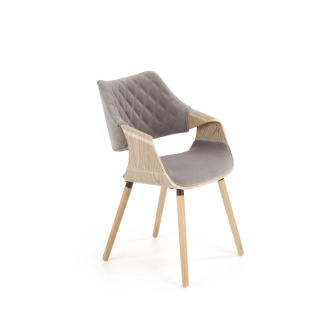   K-396 étkezőszék világos tölgy / szürke bársony szövet
