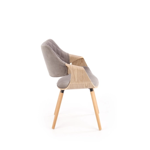 K-396 étkezőszék világos tölgy / szürke bársony szövet