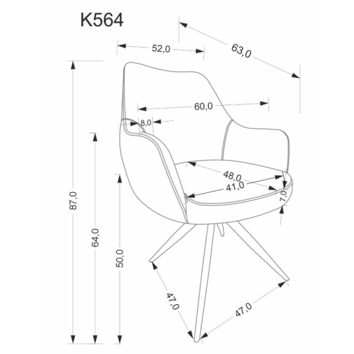 K564 360 fokban forgatható étkezőszék bézs