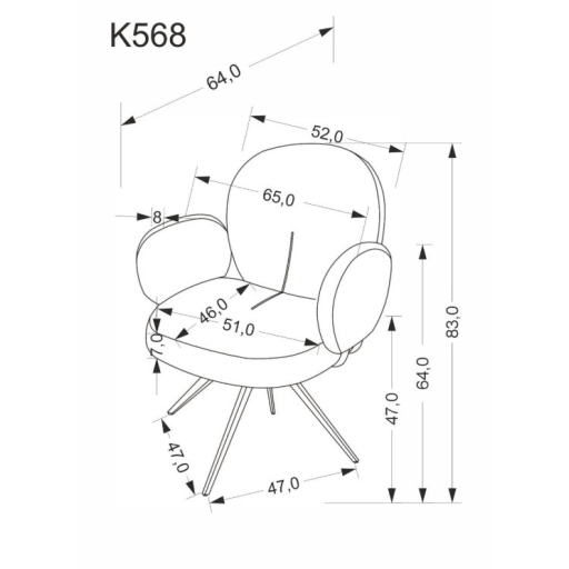 K568 360 fokban forgatható étkezőszék szürke