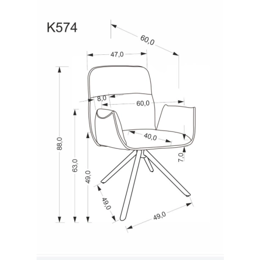K-574 360 fokban forgatható étkezőszék sötét bézs