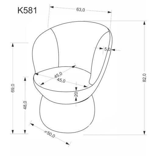 K-581 360 fokban forgatható étkezőszék szürke