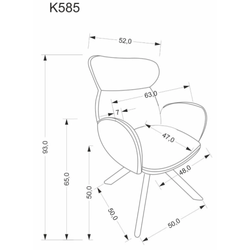 K-585 360 fokban forgatható szék sötét bézs / natúr tölgy