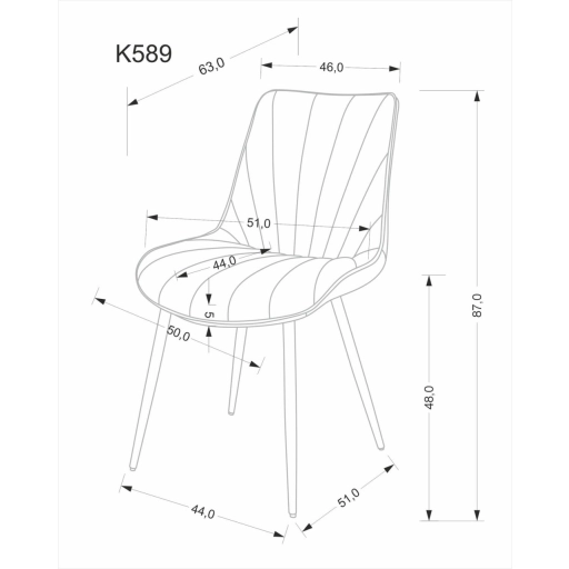 K-589 bársony étkezőszék szürke