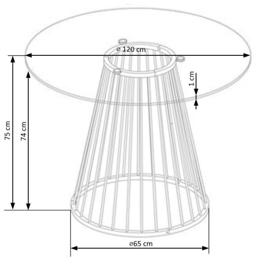 Liverpool Kerek Üveg Étkezőasztal Áttetsző - Arany 120 cm
