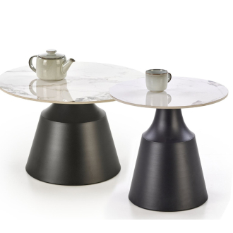 Magneta dohányzóasztal szett fehér márvány/fekete