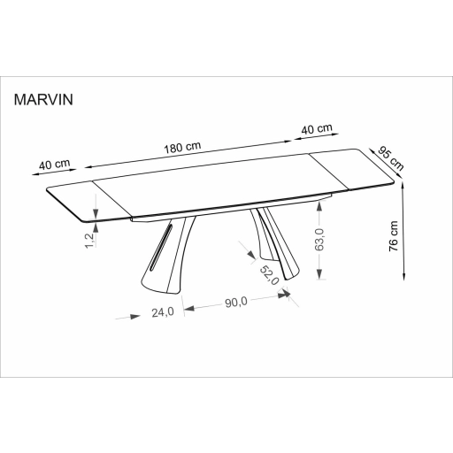 Marvin bővíthető étkezőasztal bordó 180-260cm