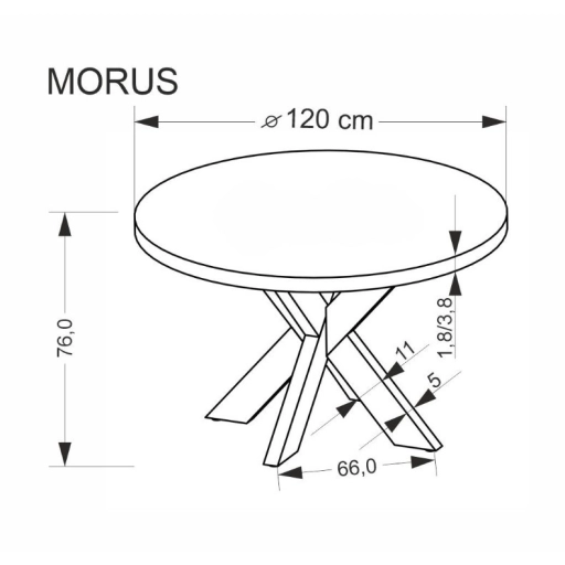 Morus kör étkezőasztal  120cm