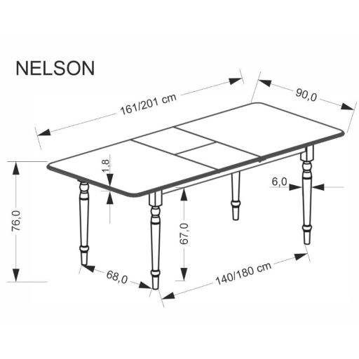 Nelson bővíthető étkezőasztal 160-200 cm