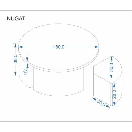 Nugat dohányzóasztal puffokkal travertin/bézs